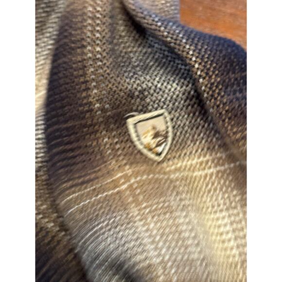 Large Kuhl Button Up Long Sleeve Brown Plaid Shirt Winter Flannel - Picture 4 of 11